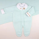 Saída De Maternidade Masculina Bebê Tricô Verde Água