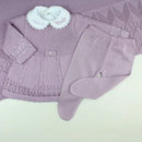 Saída De Maternidade Feminina Bebê Tricô 7 Peças Helena - ACOMPANHA MACACÃO PERSONALIZADO                                                                        Lilás