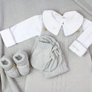 Saída De Maternidade Masculina Bebê Tricô Cinza