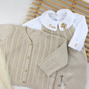 Saída De Maternidade Masculina Tricô Bebê Areia