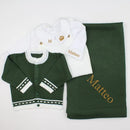 Saída De Maternidade Masculina Bebê Tricô Verde Militar