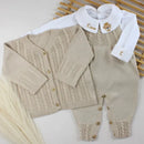 Saída De Maternidade Masculina Tricô Bebê Areia