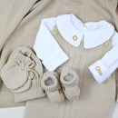 Saída De Maternidade Masculina Bebê Tricô Areia