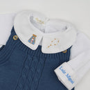 Saída De Maternidade Masculina Bebê Tricô Azul Jeans