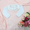 Saída De Maternidade Feminina Bebê Tricô Laura 7 peças - ACOMPANHA BODY PERSONALIZADO                                                                        Rosa Bebê